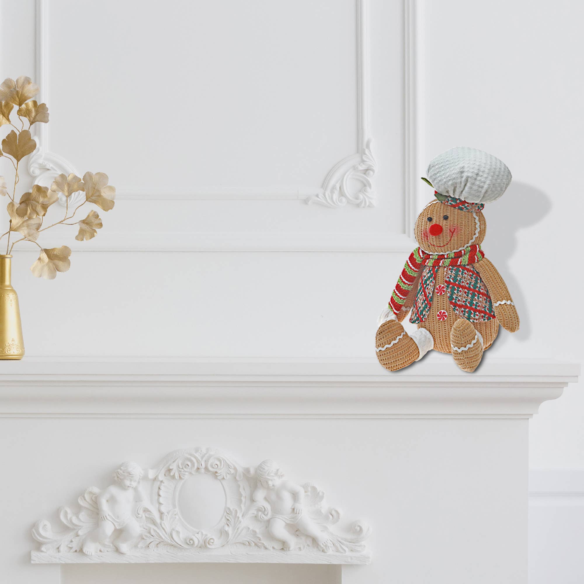 IH Casa Decor - Wholesale Christmas Decoration - GINGERBREAD BAKER BOY PLUSH SITTER1