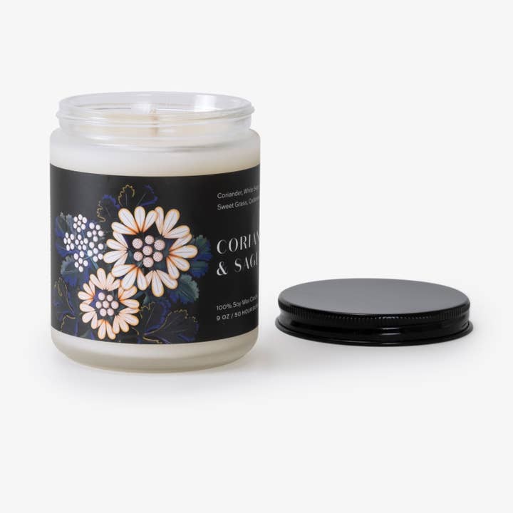 Coriander & Sage Candle: 9 OZ Soy Candle for wholesale by Helia Fragrance