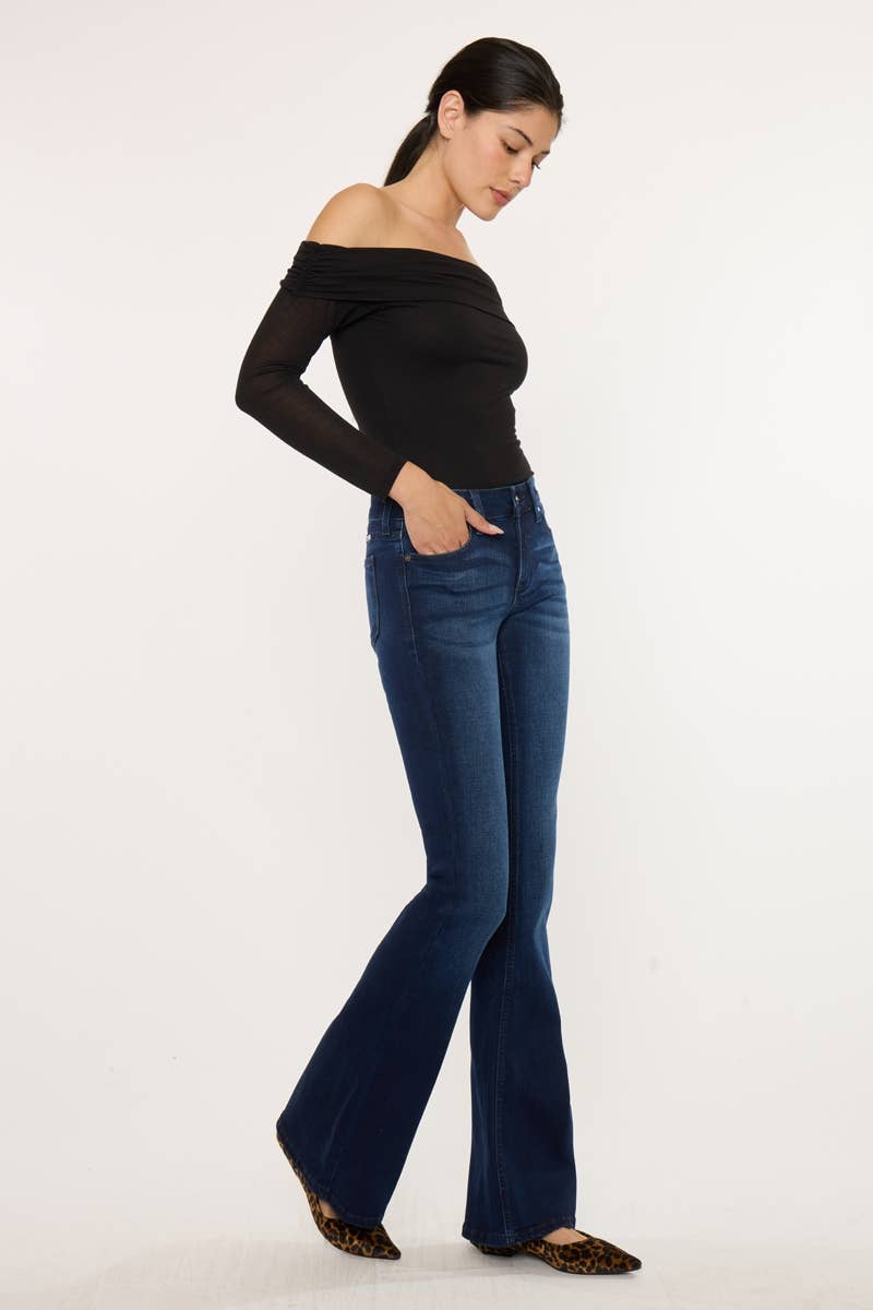 DARK OPEN PACK MID RISE FLARE JEANS-KC6102D-OP for wholesale on Faire3