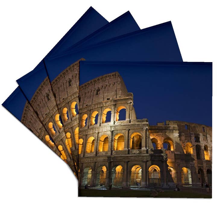 3dRose - Wholesale Coasters - 3dRose, Italy, Rome, Colosseum. Night scene at landmark., Coaster