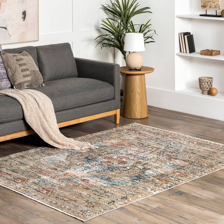 Beige Marley Traditional Medallion Fringe Area Rug for wholesale on Faire