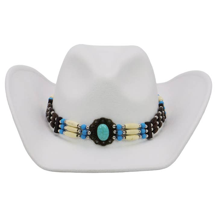 Cap Zone - Wholesale Cowboy Hat – Women’s - Turquoise Beaded String Felt Cowboy Hat25