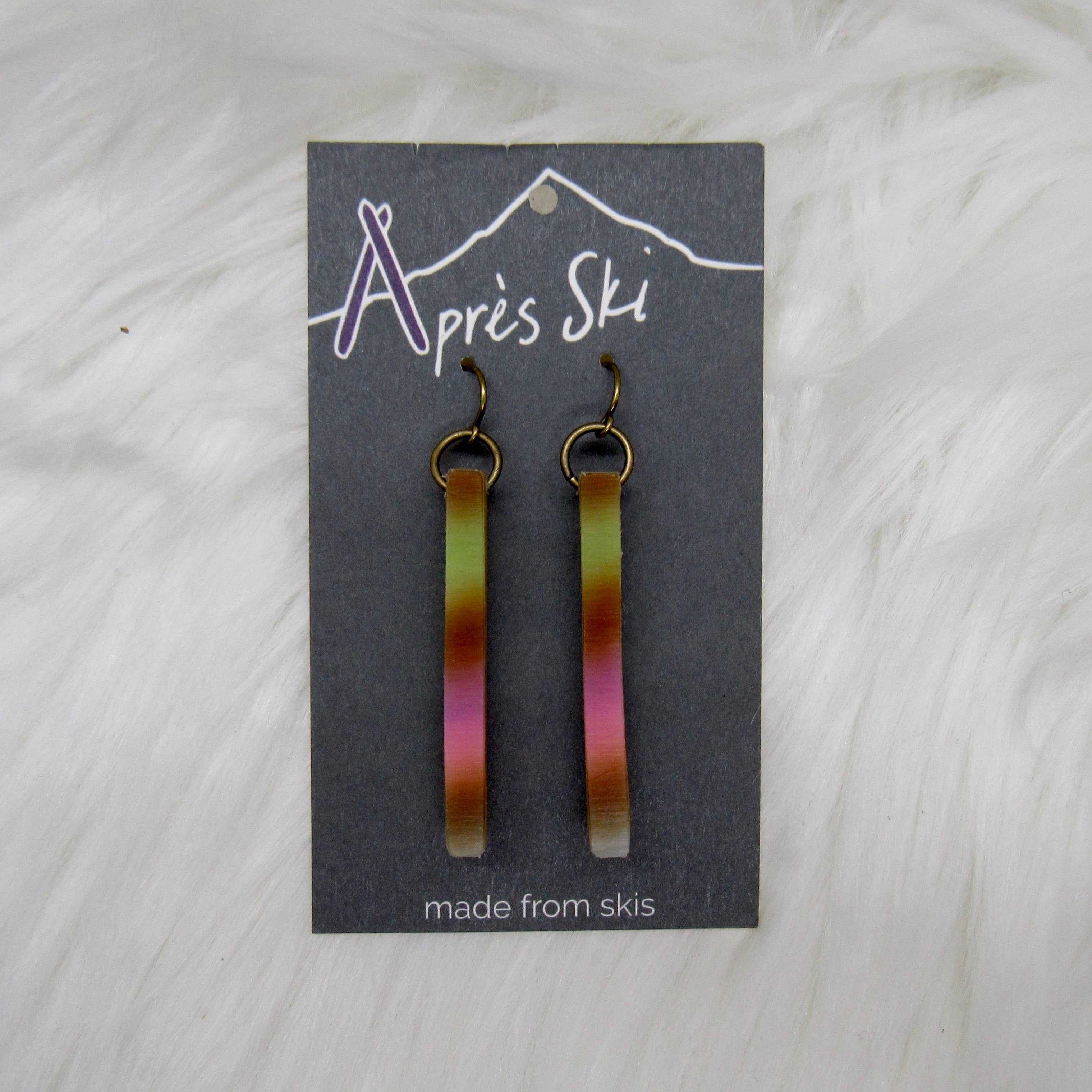 Après Ski Jewelry - Wholesale Hangende/ronde oorbellen - Powderhound Ski Oorbel - Antiek brons2