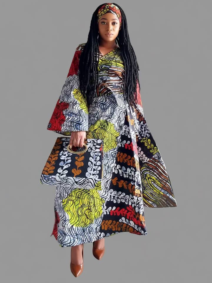 Combo - Long Wrap Dress + Pocketbook Set5 2025 for wholesale by India Batik