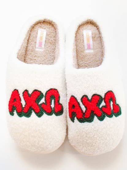 Alpha Chi Omega Sorority Slipper Set for wholesale by Duo Threads
