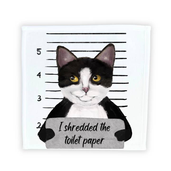 MerikaArt – wholesale Wash cloth – Tuxedo Cat Washcloth1