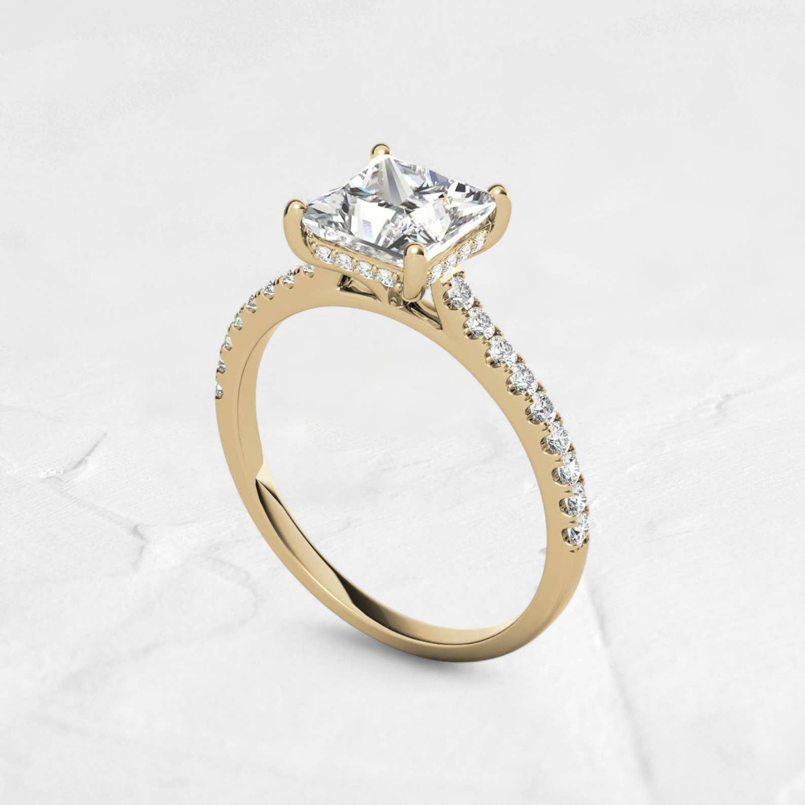 DJOYR - Wholesale Engagement Ring - 2.5CT Cathedral Princess Moissanite Ring in 14K Gold2