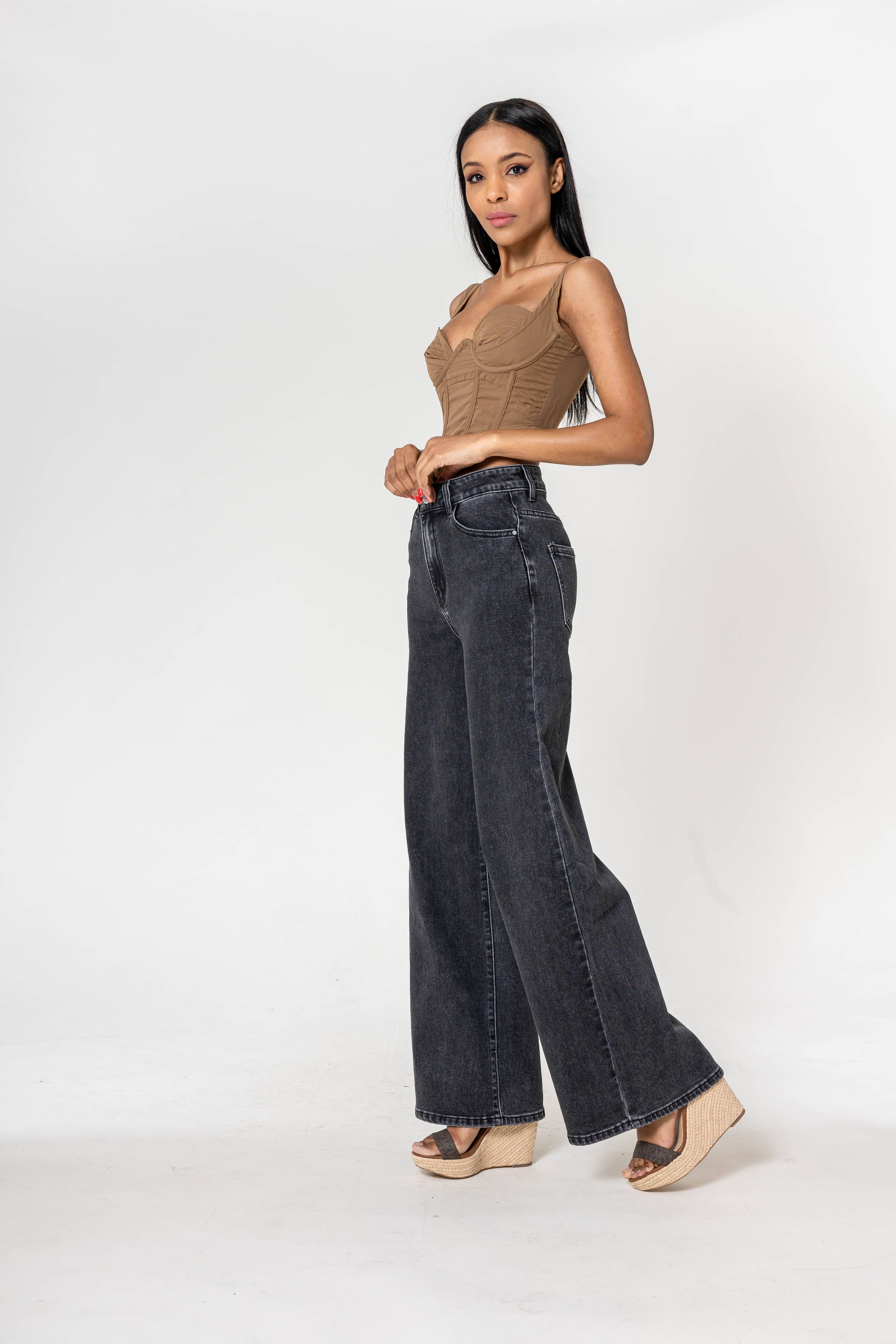Nina Carter - Vente Jean – femme - Nina Carter super WIDE LEG taille haute stretch YY3002