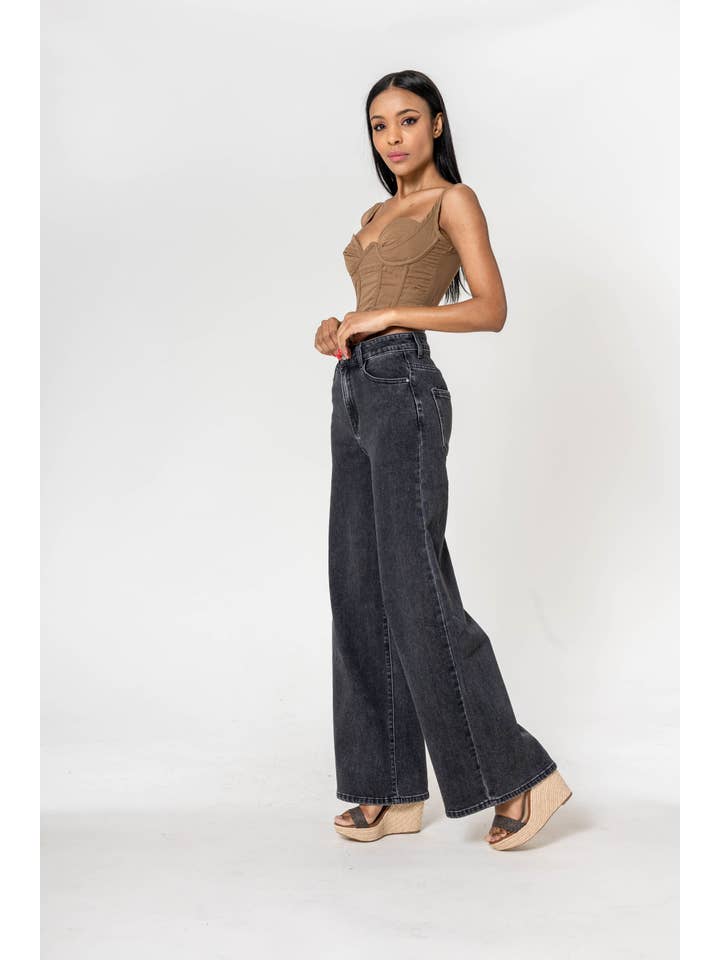Nina Carter - Vente Jean – femme - Nina Carter super WIDE LEG taille haute stretch YY3002