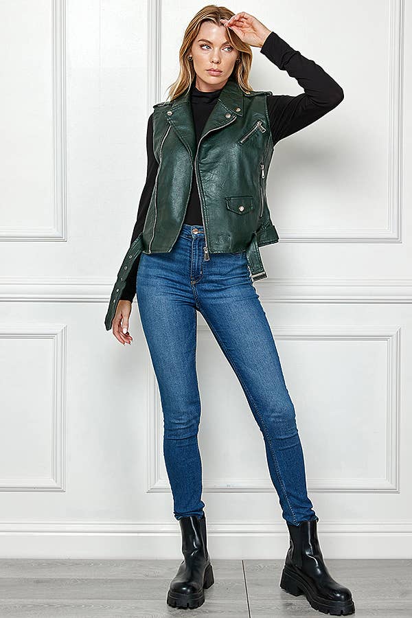 Veracci – wholesale Leather jacket – Women′s – Biker Faux Leather Sleeveless Jacket, Biker Vest11