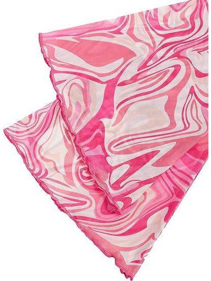 Sweetkama - Wholesale Knit Top - Women's - Ladies Print Flare Sleeves Mesh Crop Top SKT24176