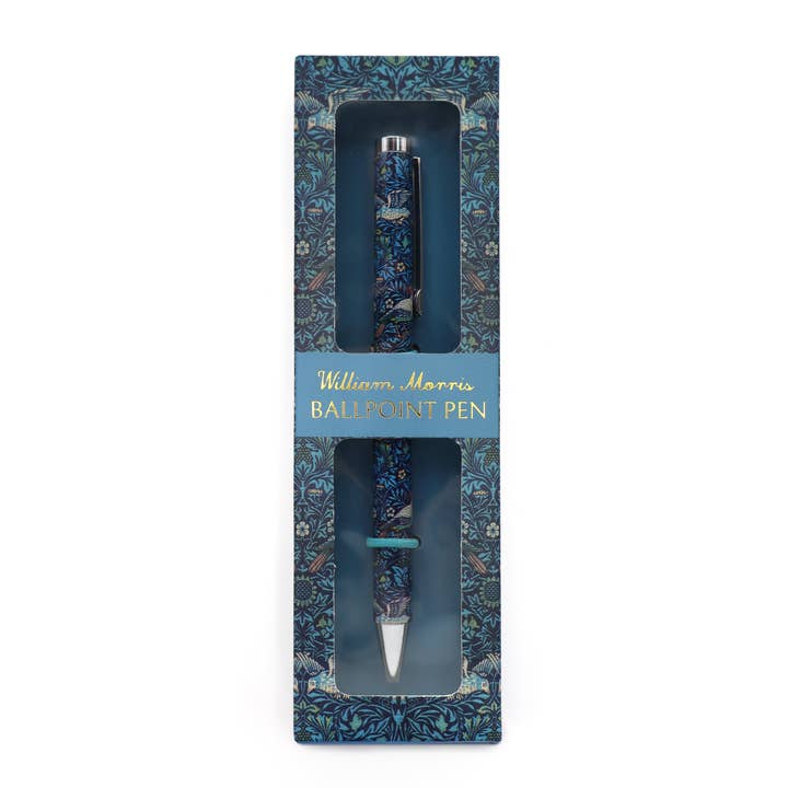 Stylo à bille William Morris Birds dans une boîte cadeau pour la vente par Robert Frederick Ltd
