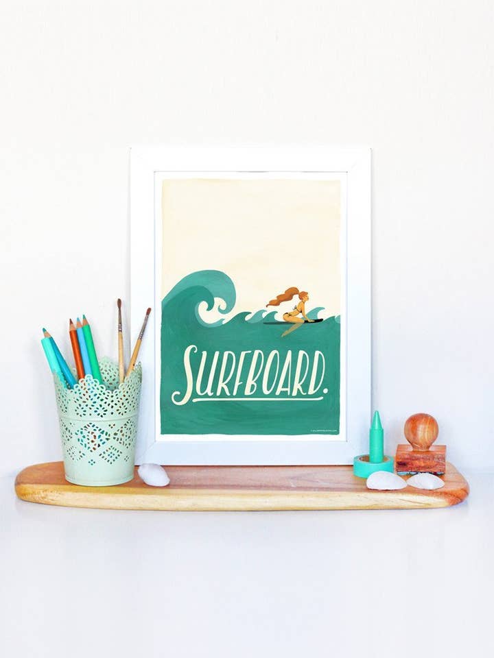 Imprimé planche de surf pour la vente par Draw Me a Song