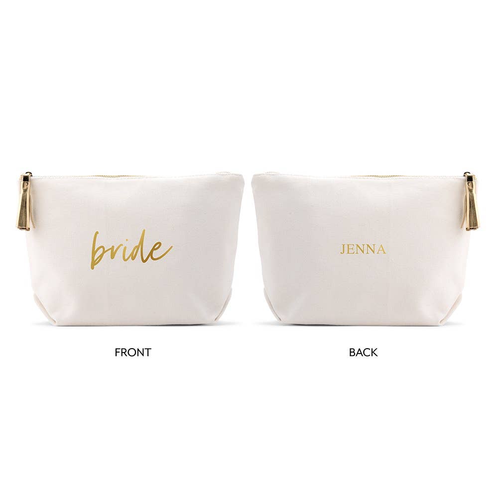 Weddingstar Inc. – wholesale Make-up/cosmetic bag – Large Personalized Canvas Makeup Bag - Bride Script3