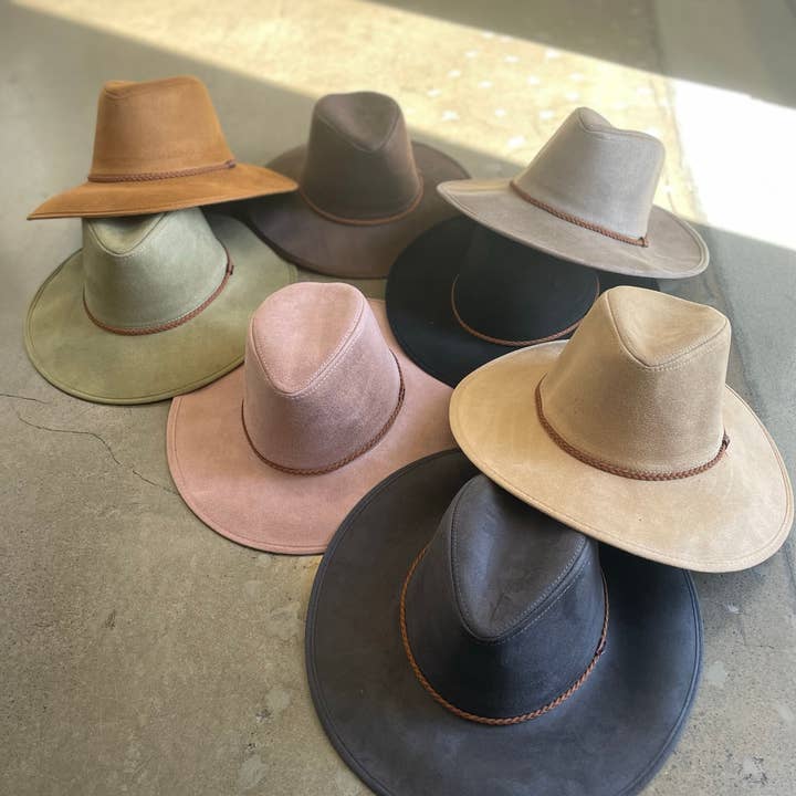 Love and Thyme - Wholesale Fedora - Women's - Best Seller! Vegan Suded Panama Hat with Faux Suede Braid Ba5