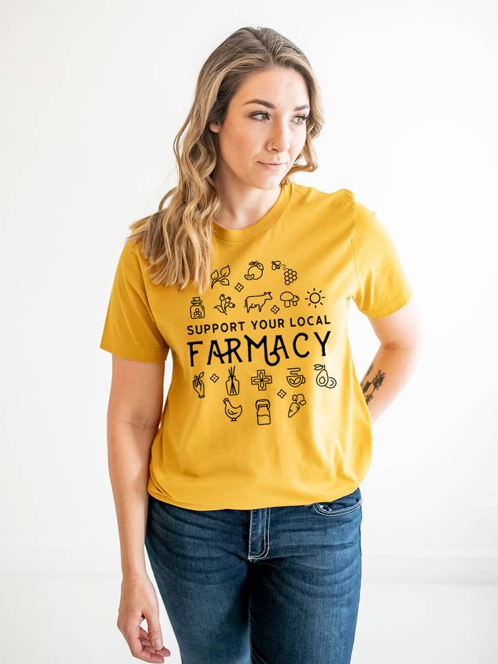Nature Supply Co - Wholesale Screen Printed T-Shirt - Women's - Support Your Local Farmacy Shirt | Local Farm Tee