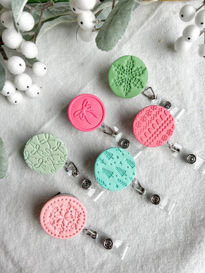 Christmas Polymer Clay Badge Reels | Holiday Nurse ID Badge for wholesale by Morning Dew Designs