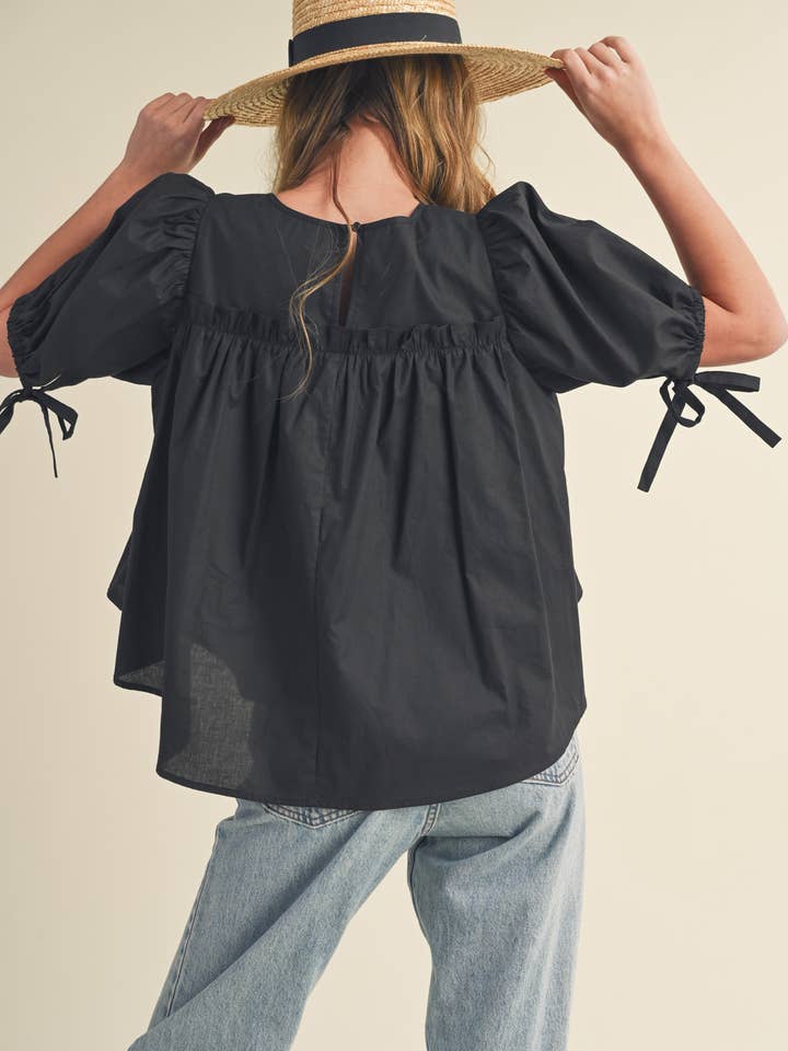 &MERCI - Wholesale Blouse - Women's - TIERED SHIRRING PUFF SLEEVE TOP MTP308163