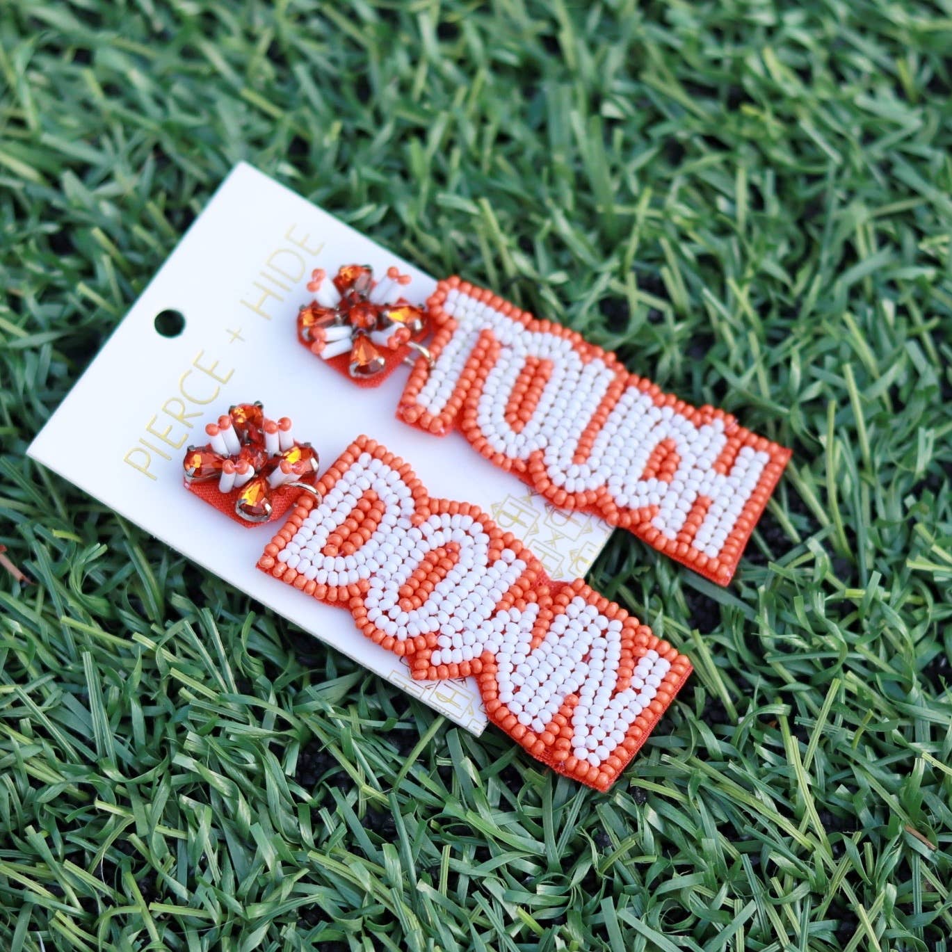 Pierce + Hide - Wholesale Dangle Earrings - Custom Beaded Touch Down Earring| Game Day Earrings| Football8