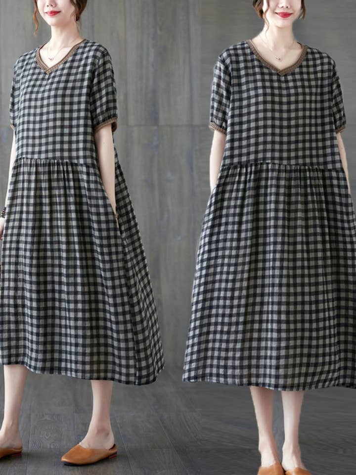 black Women's Short Sleeve Evening Party Midi Smock Dress with Side Pocket for wholesale on Faire3