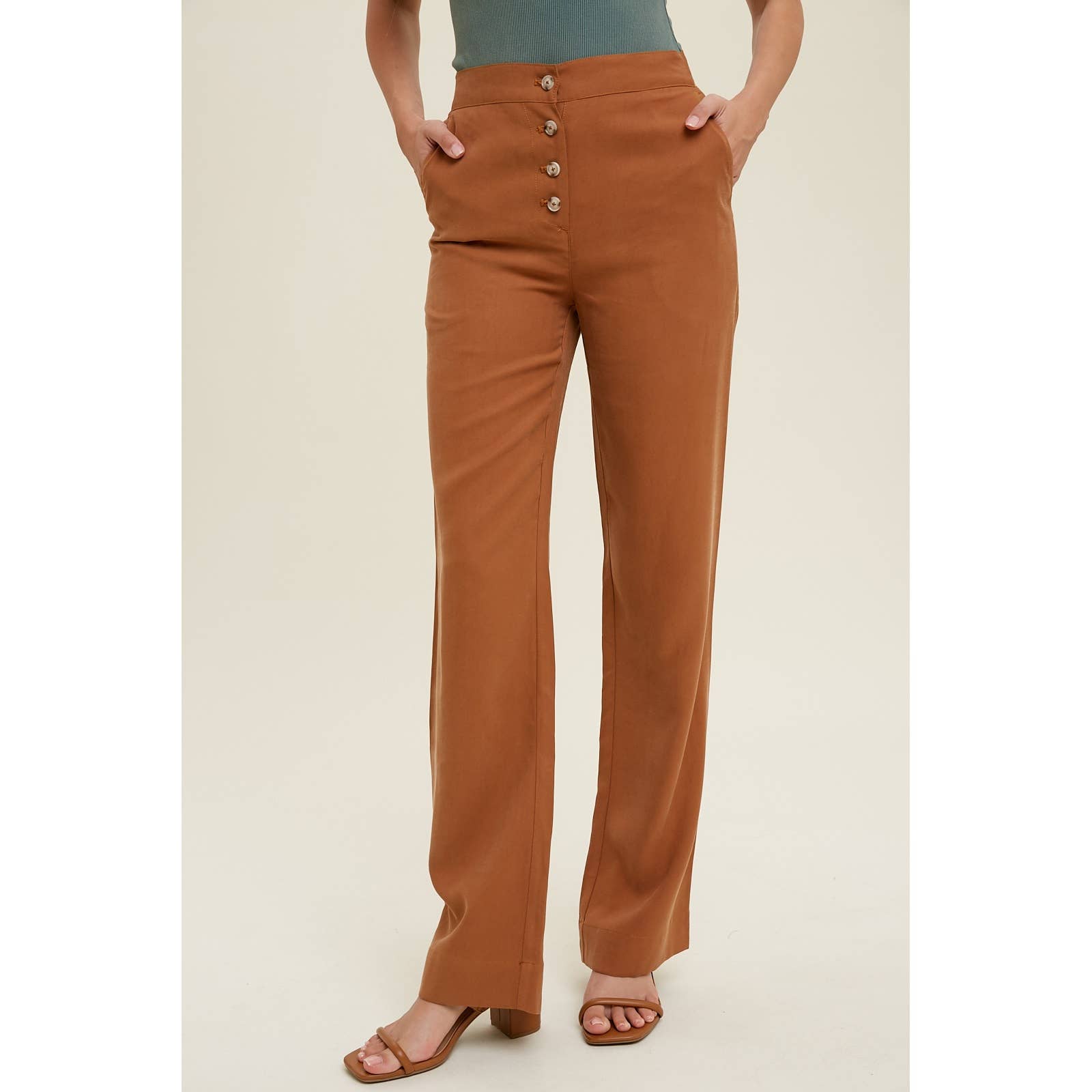Wishlist Apparel - Wholesale Pants - Women's - BUTTON-UP DETAIL PANTS WITH POCKETS / WL22-73243