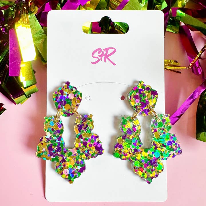 Sandy + Rizzo - Wholesale Dangle Earrings - Mardi Gras Priscilla Dangle Earring0