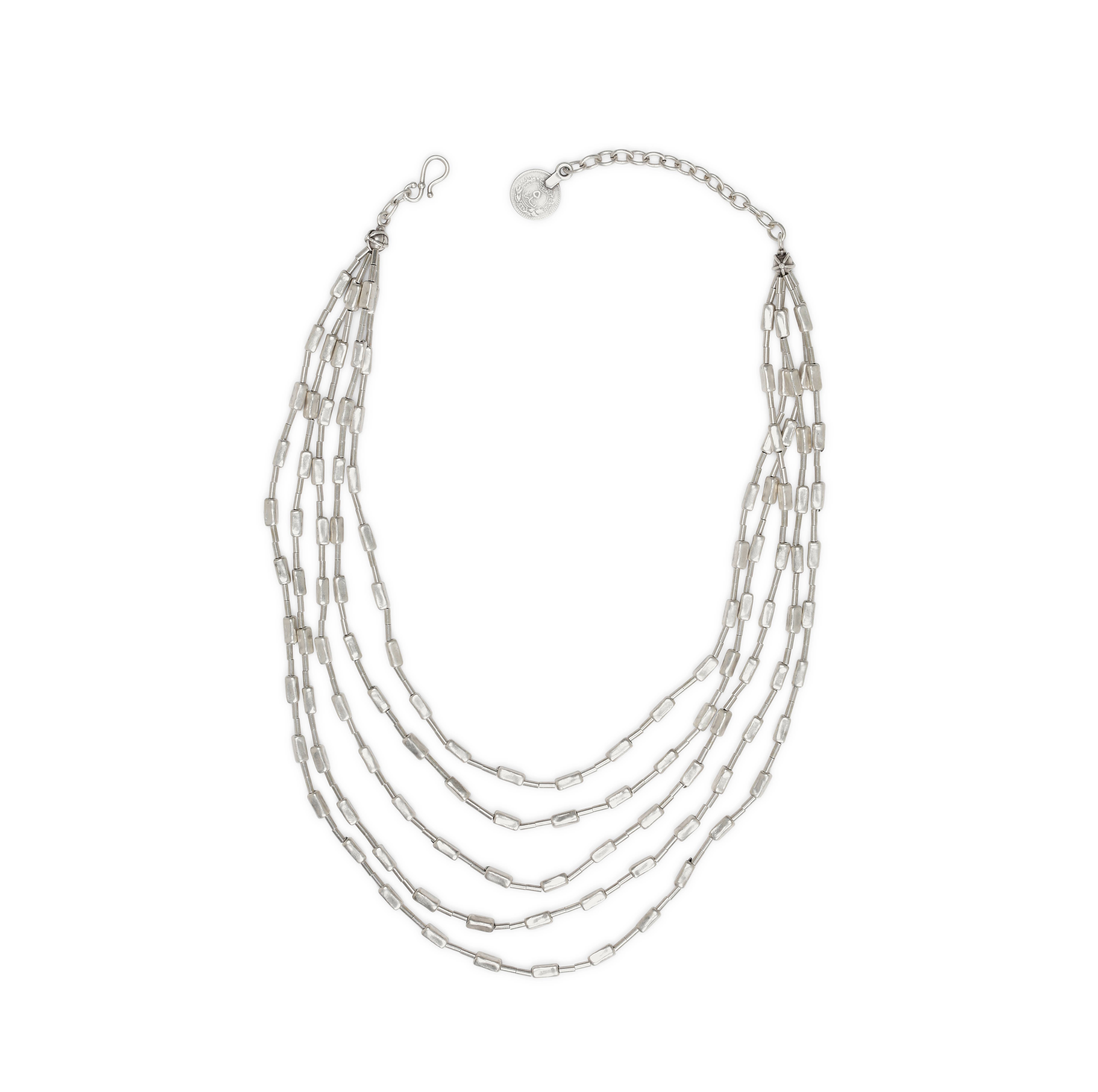 Chanour - Wholesale Link & Chain Necklace - Handmade Multi Chain Pewter Necklace - SLVR1055