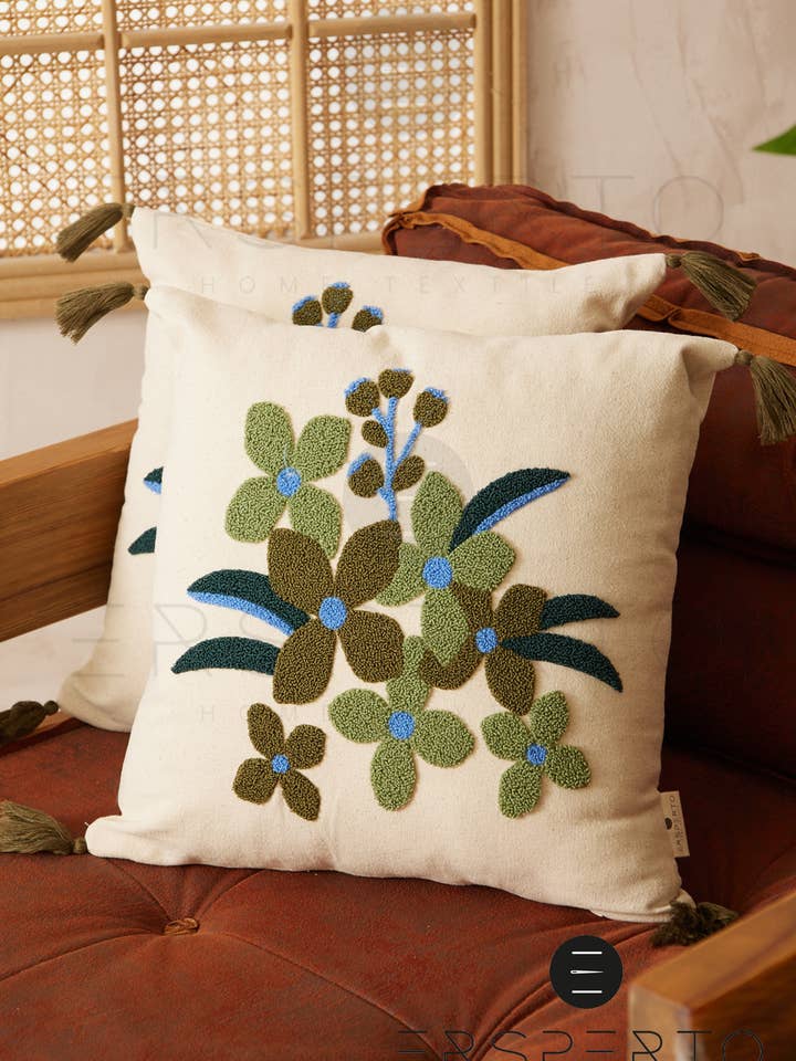 Capa de Almofada Floral Punch por Atacado – 100% Algodão – 43x43 cm por atacado de Uzman home textile