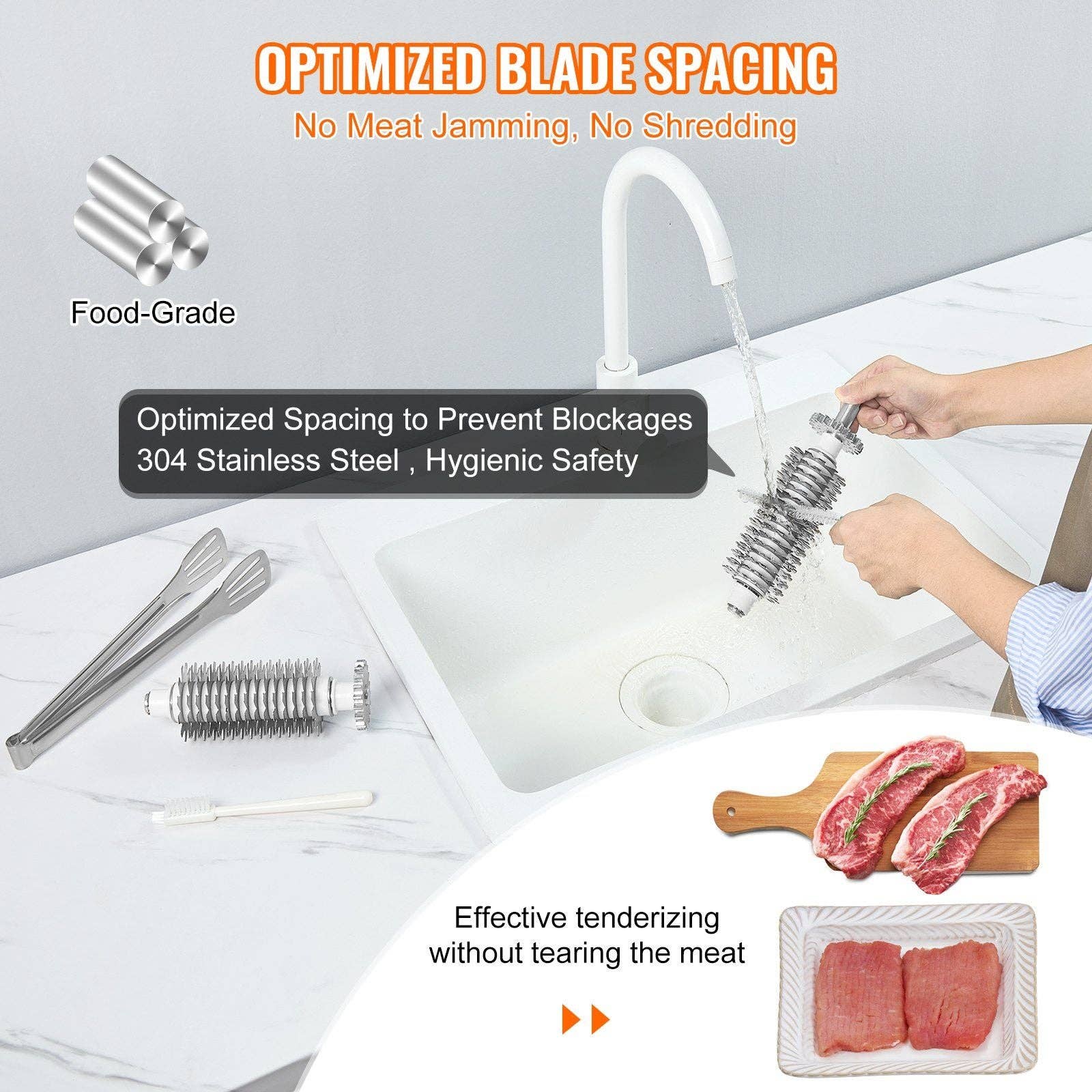 Hard Rock Health Stores - Wholesale Kitchen Appliance - Commercial Meat Tenderizer, Heavy Duty Stainless Steel2