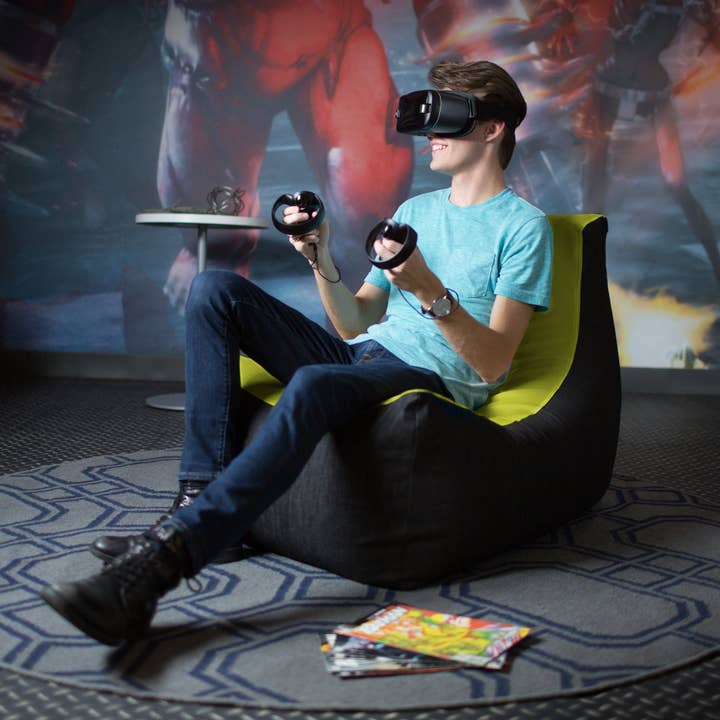 LuvU - Wholesale Chair - Jaxx Pixel Gamer Bean Bag Chair, Premium Vinyl / Dark Denim16