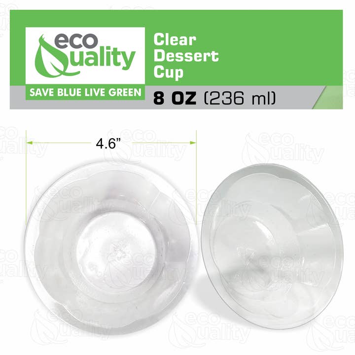 EcoQuality – wholesale Disposable cup – 8oz Clear Plastic Disposable Durable Ice Cream Sundae Cups