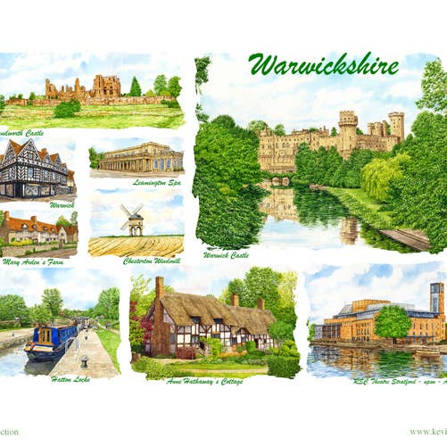 Warwickshire multi image, A4 print for wholesale by Robinson Collection