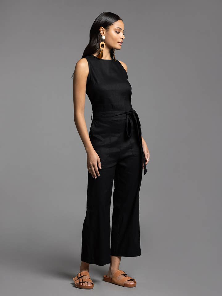 Weekend Los Angeles - Wholesale Jumpsuit - Women's - Tie Waist Sleeveless Jumpsuit - UPTOWN JUMPSUIT1