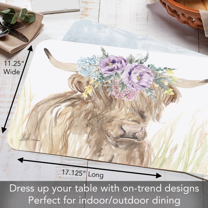 CounterArt/Highland Home/Thirstystone – Individuais por atacado – Placemat Reversível Retangular de Plástico “Home On The Range”4