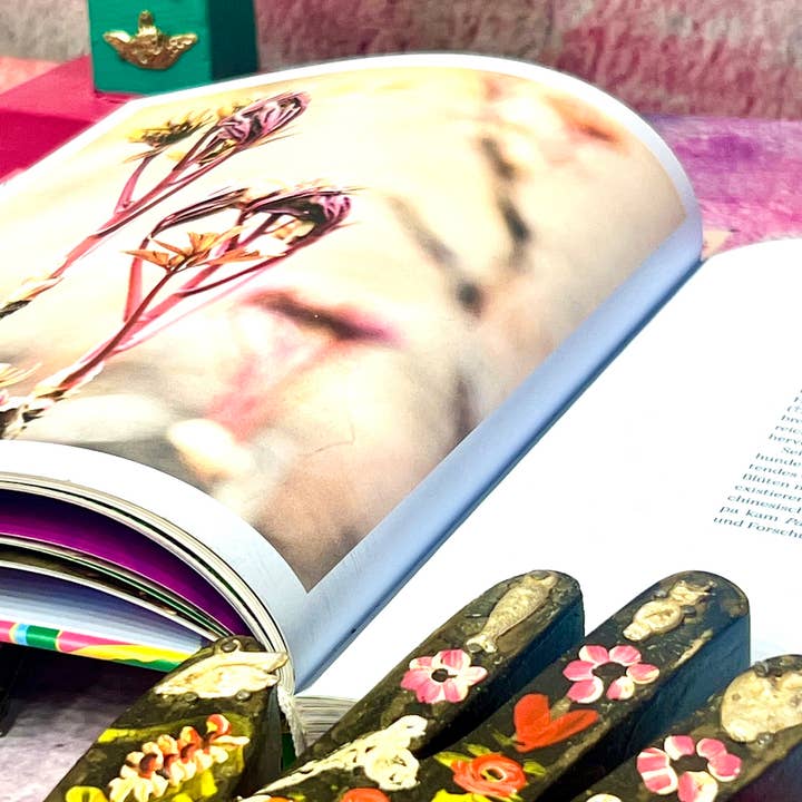 PINK PAMPAS - Wholesale Decorative Tabletop Object - Mexican handmade wooden hand painted with ex vota2