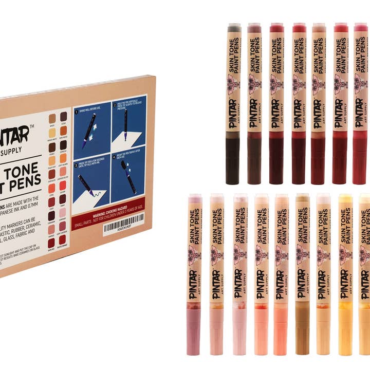 Pintar Art Supply – Caneta hidrográfica por atacado – Pintar Skin Tone Color Conjunto de 20 canetas de tinta acrílica com ponta extrafina de 0,7 mm | Use em pedras, tela, vidro, cerâmica, plástico, porcelana