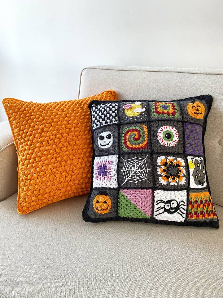 Halloween gehaakte patchwork kussenhoes voor wholesale door Honey Art and Nature