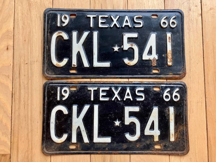 Pair of 1966 Texas License Plates - Check With DMV For YOM for wholesale by RusticPlates