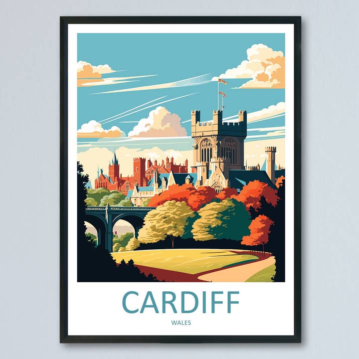 Cardiff Castle Print Cardiff Castle Home Decor Landscape Art Print Cardiff Castle Wall Art Wales Enthusiast Gift Wall Hanging Cardiff Wales for wholesale by TravelzonaArt