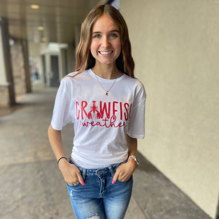 Crawfish Weather Tee Shirt for wholesale by Dogwood Designs