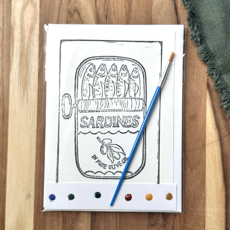 Ashes & Arbor - Wholesale DIY Craft Kit - 5X7 DIY Sardine Watercolor Art Card Kit2