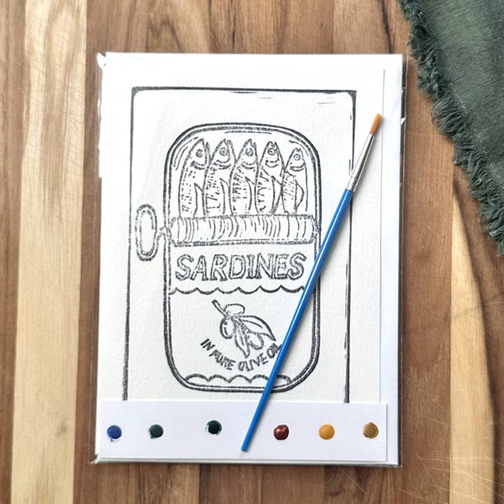 Ashes & Arbor - Wholesale DIY Craft Kit - 5X7 DIY Sardine Watercolor Art Card Kit2