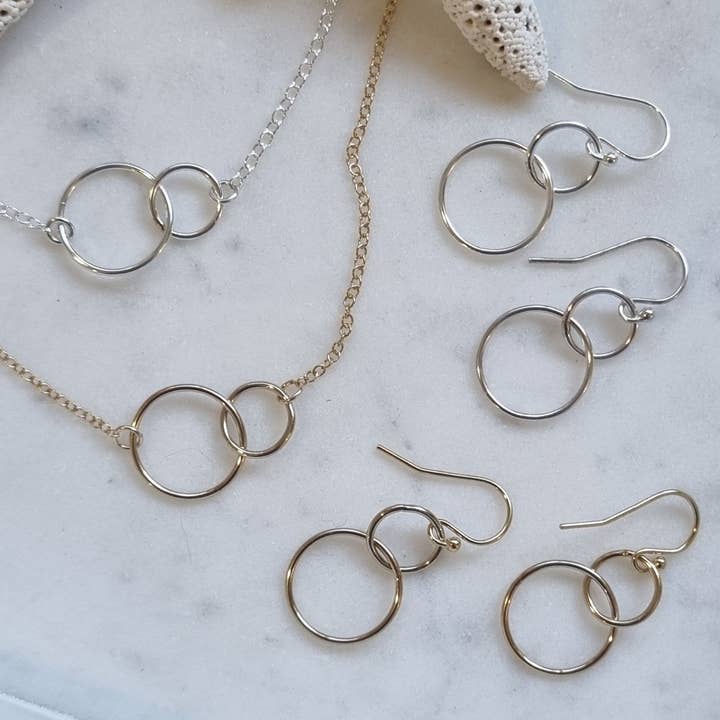 PearlGem Designs - Wholesale Dangle earrings - Loria Interlocking Rings 14k Gold or Sterling Silver Earrings8