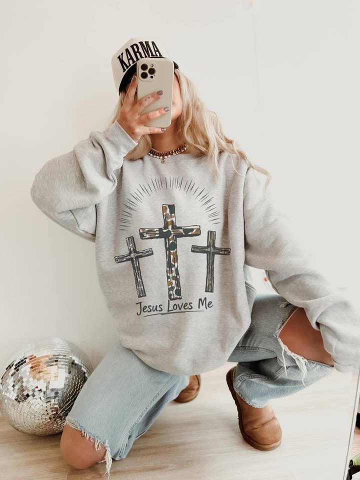 AB Designs - Wholesale Graphic Sweatshirt - Women's - Jesus Loves Me
