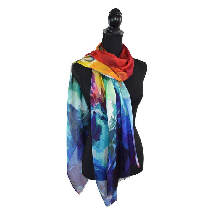 Dupatta Designs – wholesale Scarf – Women's – Dreamin' Abstract Rainbow Scarf2