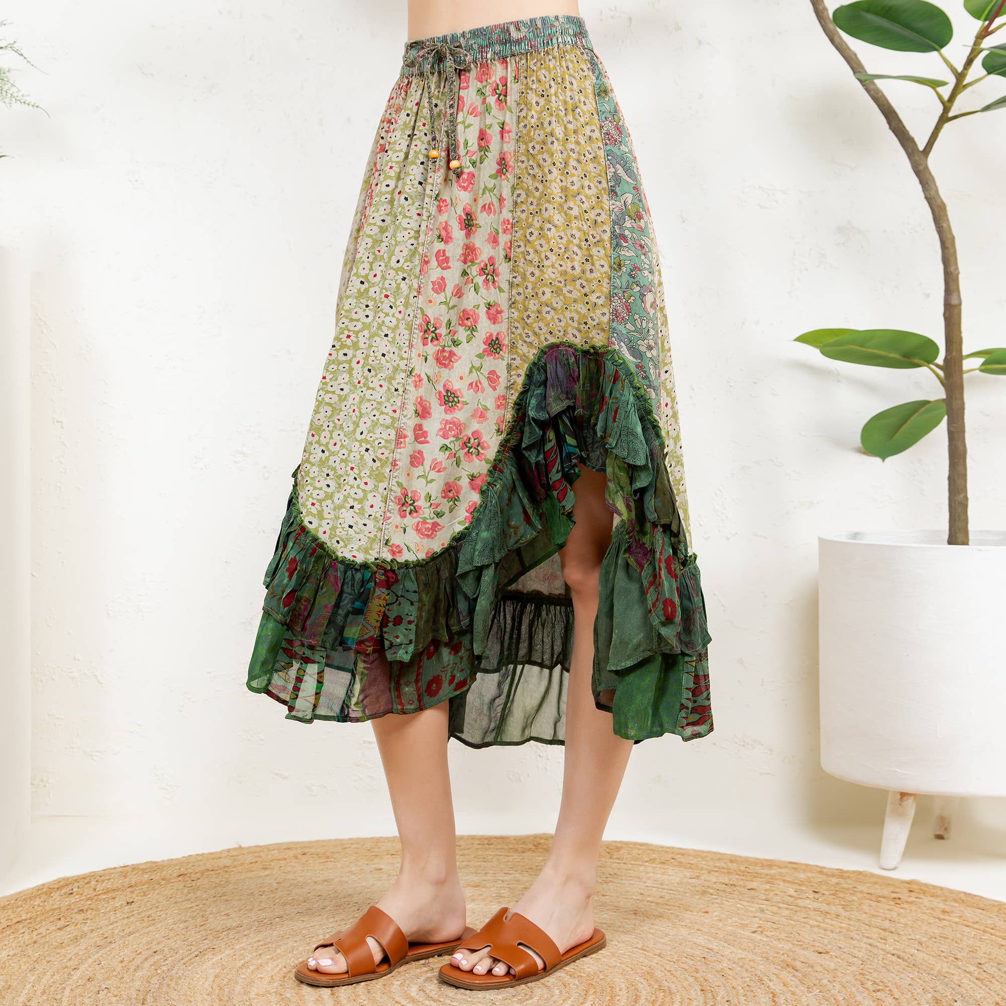 Young Threads - Wholesale Skirt - Women's - Bohoemia Mid-Length Skirt with Rayon Print (New Color)3