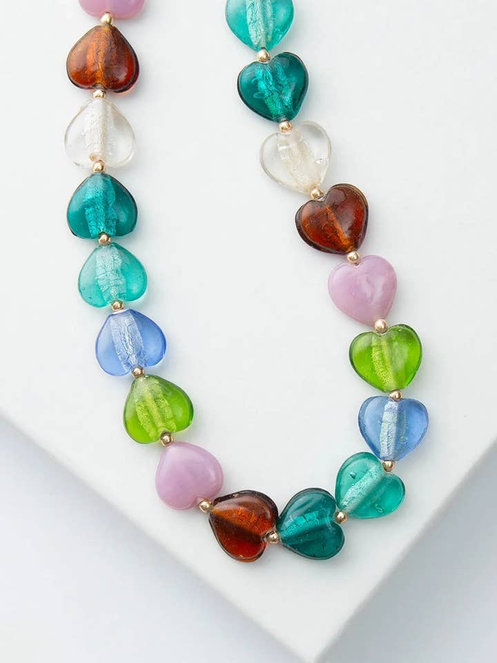 Lampwork Glass Beaded Heart Necklace - NEW for wholesale by Noonday