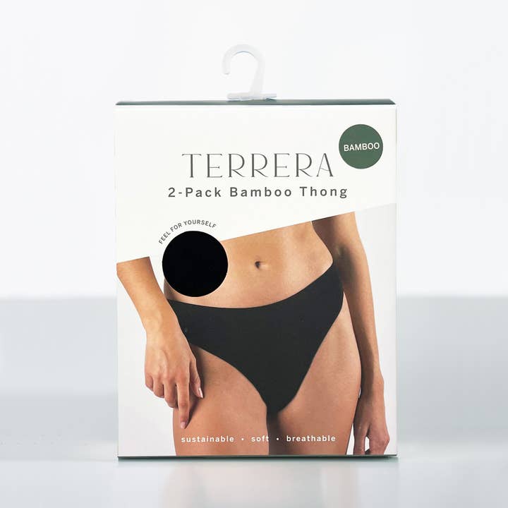 Seamless Bamboo 2-Pack Thong - Black for wholesale on Faire