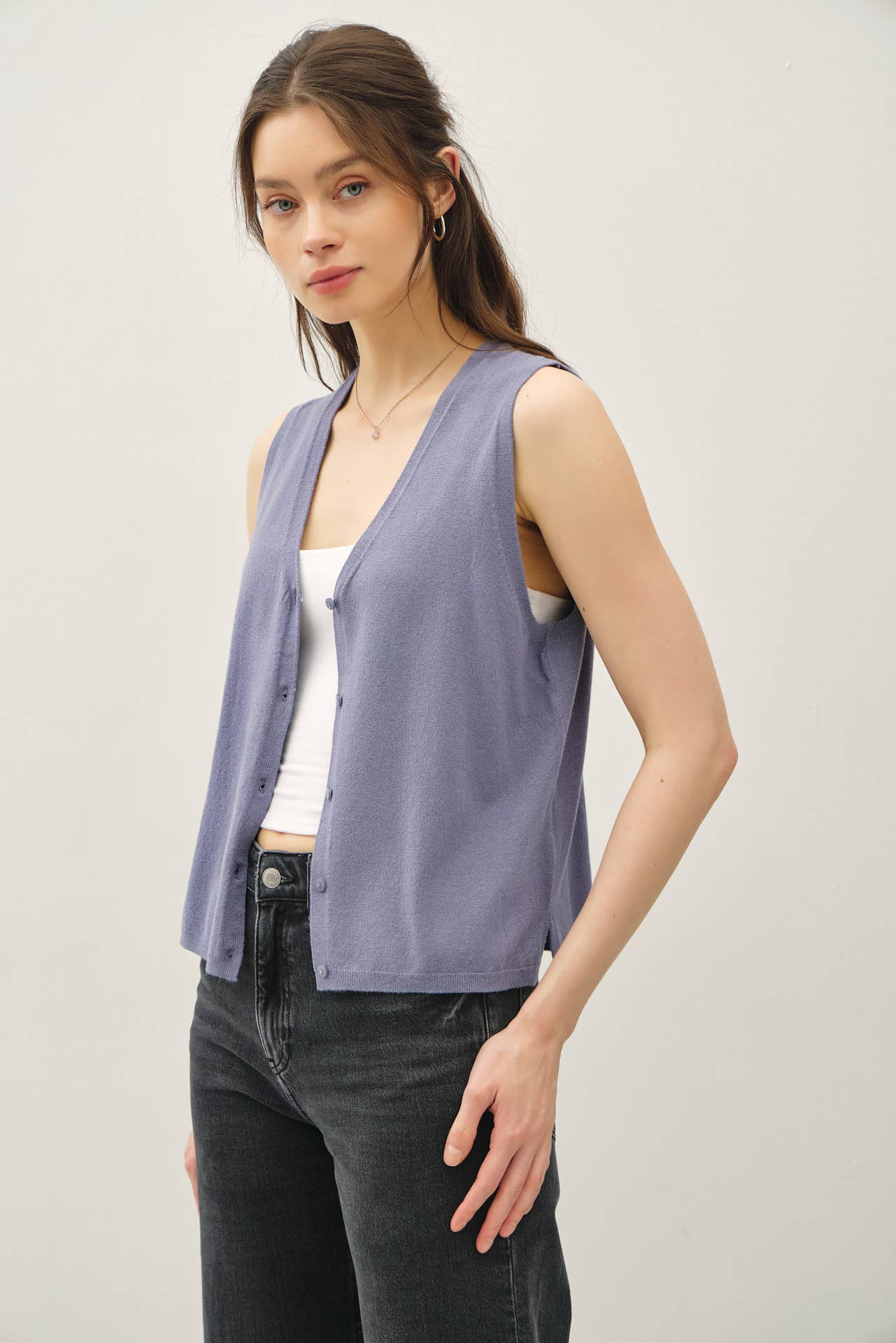 Be Cool - Wholesale Sweater Vest - Women's - BOXY CUT BUTTON UP V-NECK SWEATER VEST 12