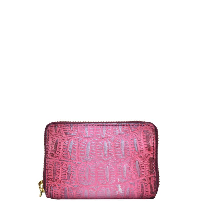 Croc Embossed Leather Accordion Style Card Holder - 1110 for wholesale by Anuschka | Vanya Lara (USA)